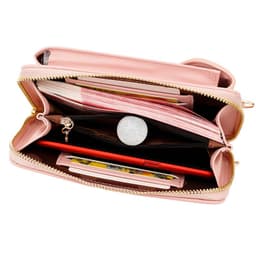 image-Women's PU Leather Crossbody Phone Wallet Bag with Zipper