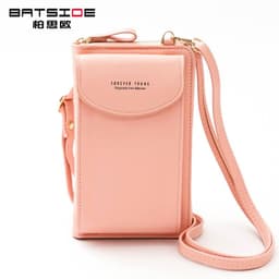 image-Women's PU Leather Crossbody Phone Wallet Bag with Zipper