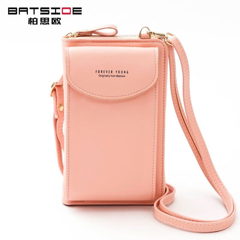 image-Women's PU Leather Crossbody Phone Wallet Bag with Zipper