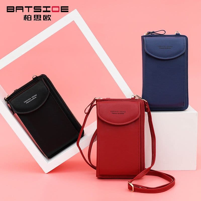image-Women's PU Leather Crossbody Phone Wallet Bag with Zipper