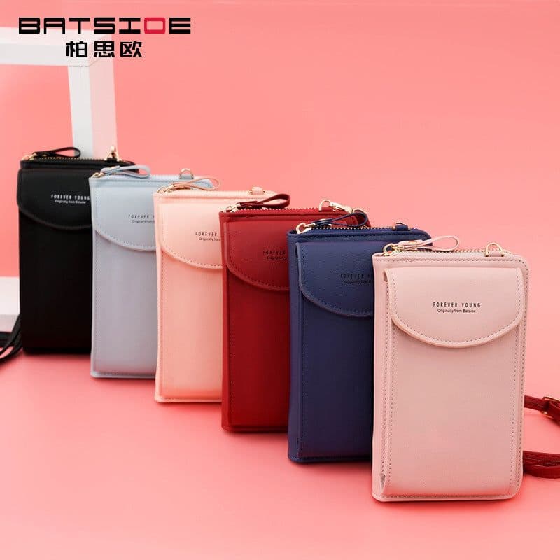 image-Women's PU Leather Crossbody Phone Wallet Bag with Zipper
