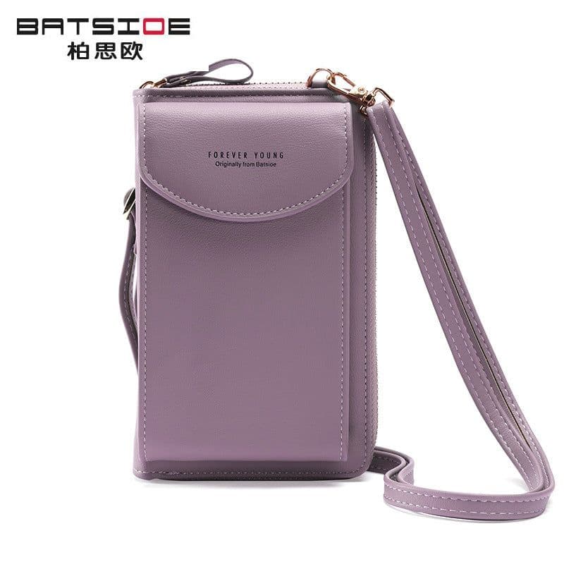 image-Women's PU Leather Crossbody Phone Wallet Bag with Zipper