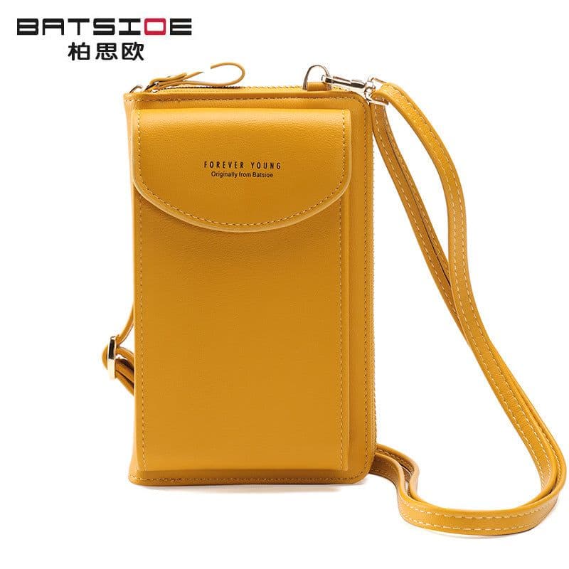 image-Women's PU Leather Crossbody Phone Wallet Bag with Zipper