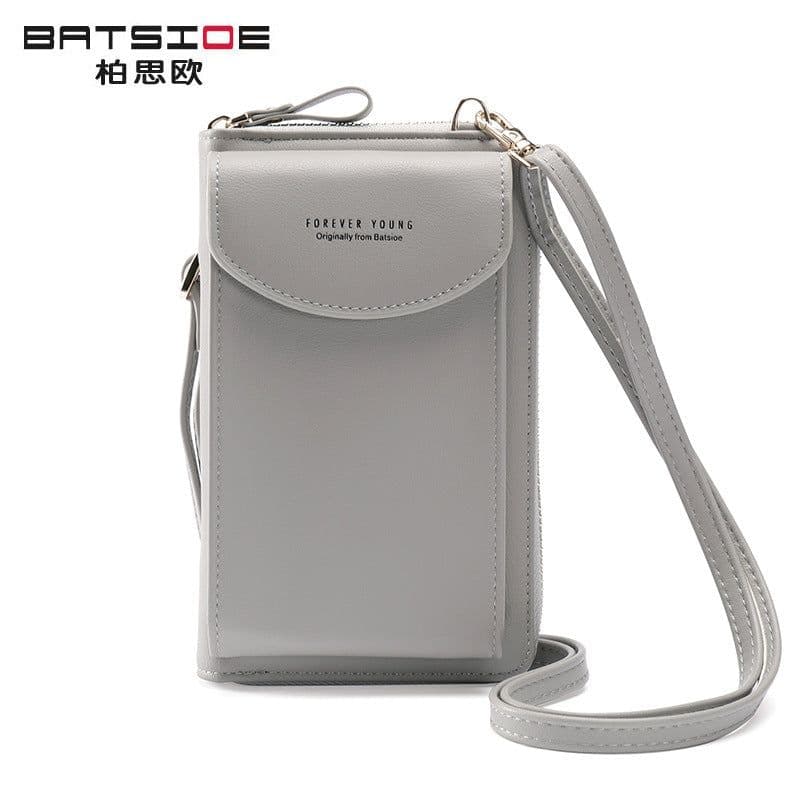 image-Women's PU Leather Crossbody Phone Wallet Bag with Zipper