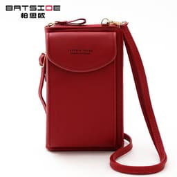 image-Women's PU Leather Crossbody Phone Wallet Bag with Zipper