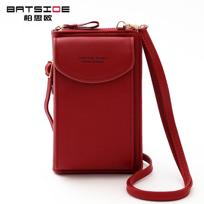 image-Women's PU Leather Crossbody Phone Wallet Bag with Zipper