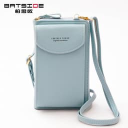 image-Women's PU Leather Crossbody Phone Wallet Bag with Zipper