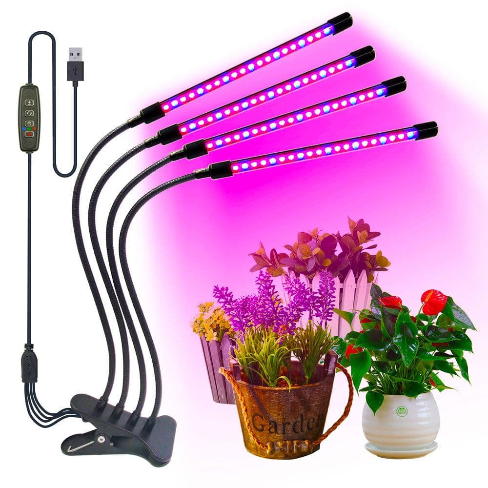 image-Cross-border 2 heads four heads led clip plant growth light