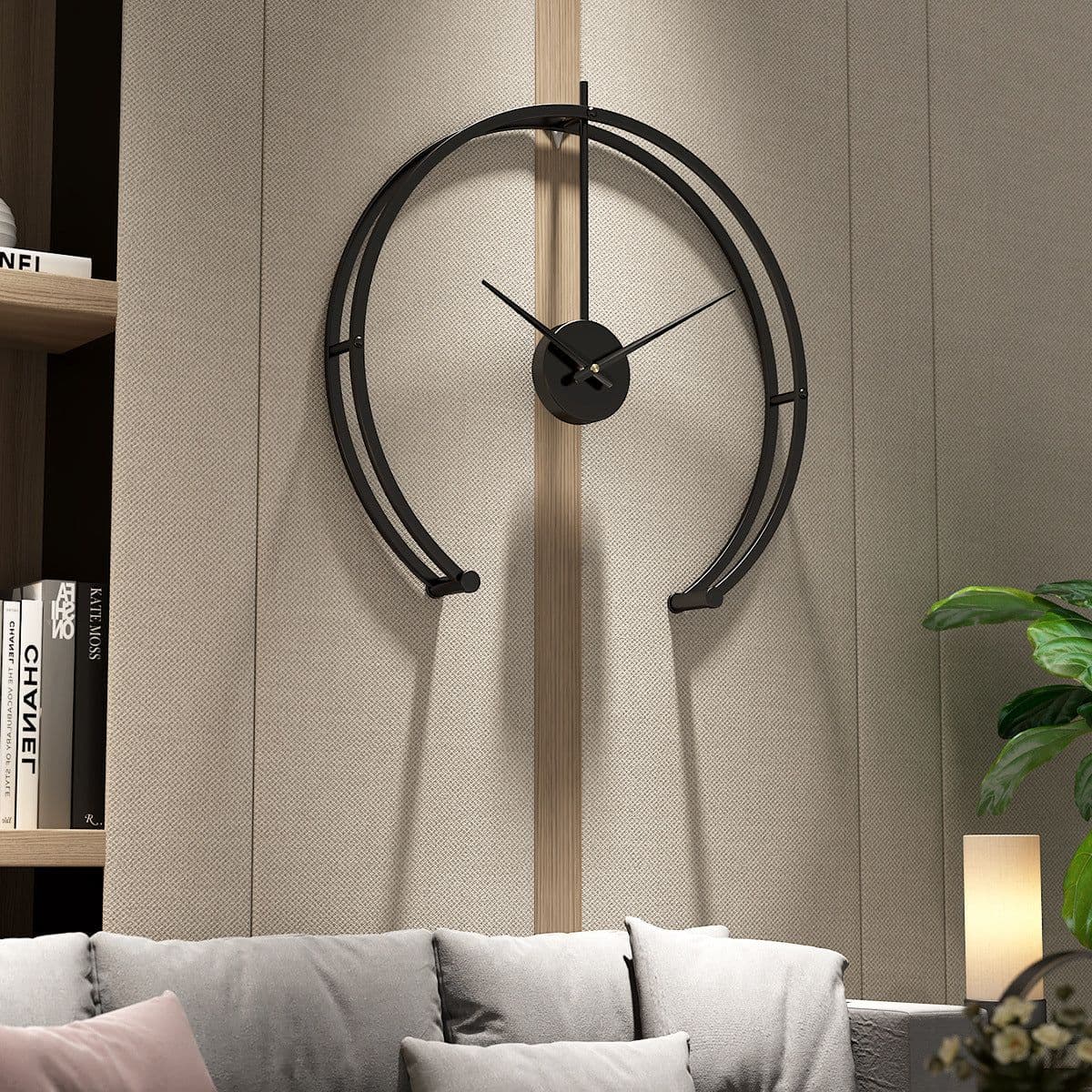 image-Boyida Metal Wall Clock 50cm Black Modern Minimalist Silent