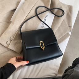 image-Women's PU Leather Small Square Crossbody Bag Brown