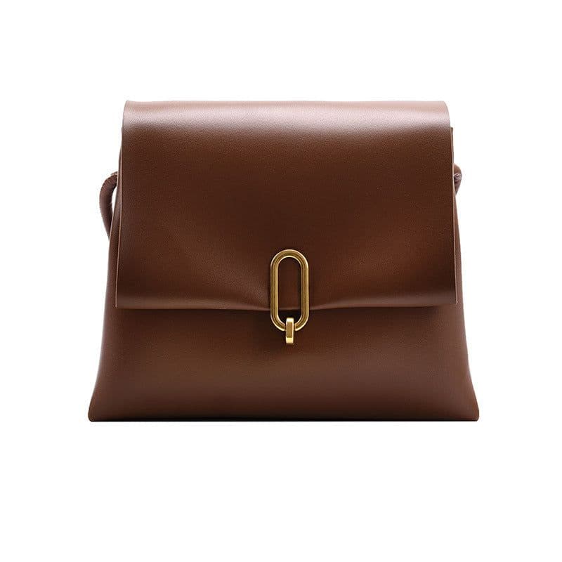 image-Women's PU Leather Small Square Crossbody Bag Brown