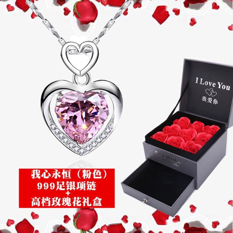 image-925 Sterling Silver Heart Pendant Necklace Clavicle Chain