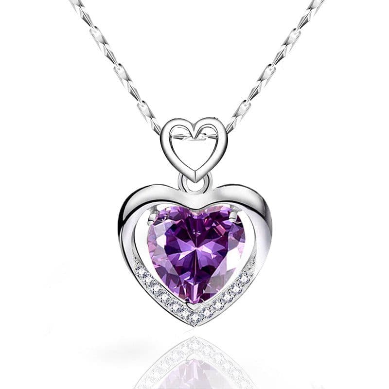 image-925 Sterling Silver Heart Pendant Necklace Clavicle Chain