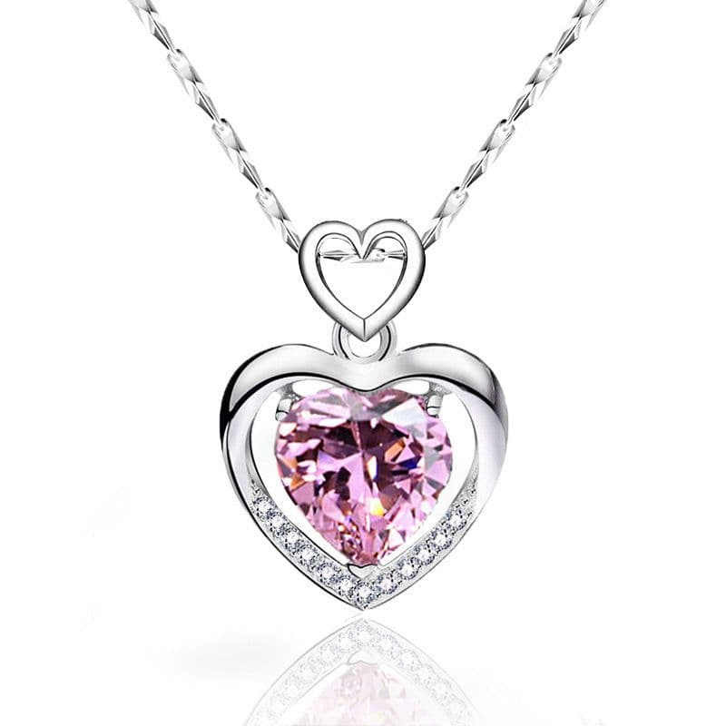 image-925 Sterling Silver Heart Pendant Necklace Clavicle Chain