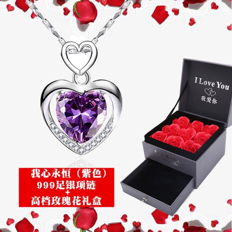image-925 Sterling Silver Heart Pendant Necklace Clavicle Chain