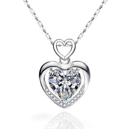 image-925 Sterling Silver Heart Pendant Necklace Clavicle Chain