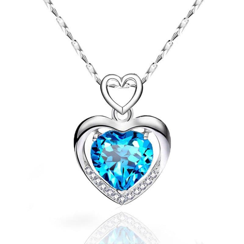 image-925 Sterling Silver Heart Pendant Necklace Clavicle Chain