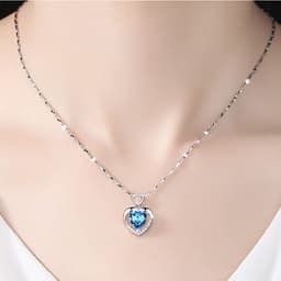 image-925 Sterling Silver Heart Pendant Necklace Clavicle Chain