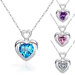 image-925 Sterling Silver Heart Pendant Necklace Clavicle Chain