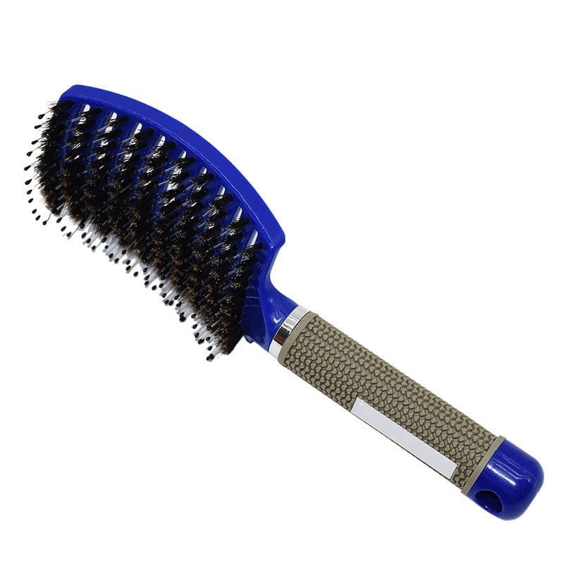 image-Hairdressing Comb Curved Boar Bristle Styling Massage Comb
