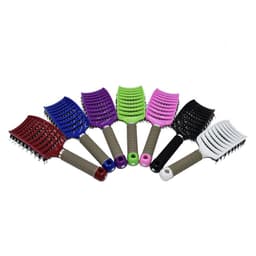 image-Hairdressing Comb Curved Boar Bristle Styling Massage Comb