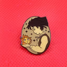 image-Howl's Moving Castle Sophie Calcifer Glitter Brooch Ghibli Anime