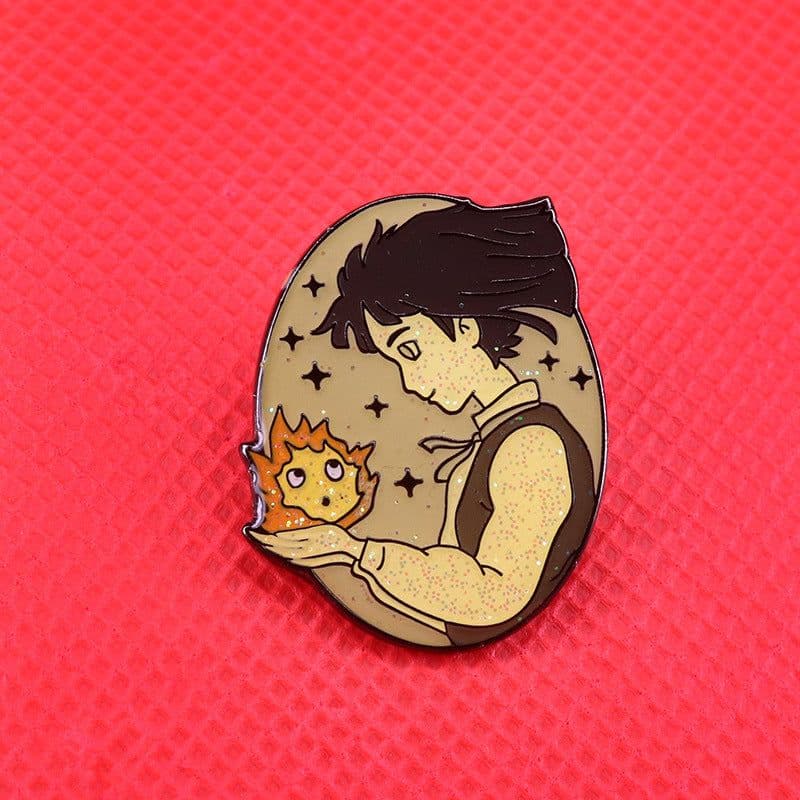 image-Howl's Moving Castle Sophie Calcifer Glitter Brooch Ghibli Anime