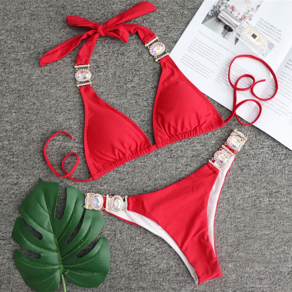 image-BAICANADEANF Women's Sports Bikini Swimsuit with Crystal Diamond Detail