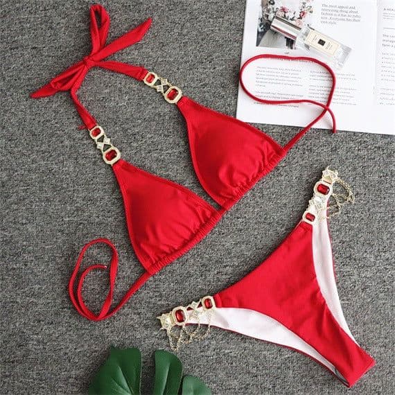 image-BAICANADEANF Women's Sports Bikini Swimsuit with Crystal Diamond Detail