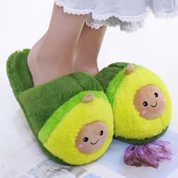 image-Avocado Plush Cotton Slippers Non-Slip Indoor Home Shoes