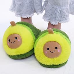 image-Avocado Plush Cotton Slippers Non-Slip Indoor Home Shoes