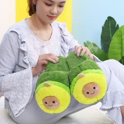 image-Avocado Plush Cotton Slippers Non-Slip Indoor Home Shoes