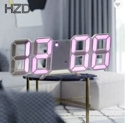 image-LED Digital Wall Clock 3D Alarm Clock Voice Control Multifunction