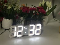 image-LED Digital Wall Clock 3D Alarm Clock Voice Control Multifunction