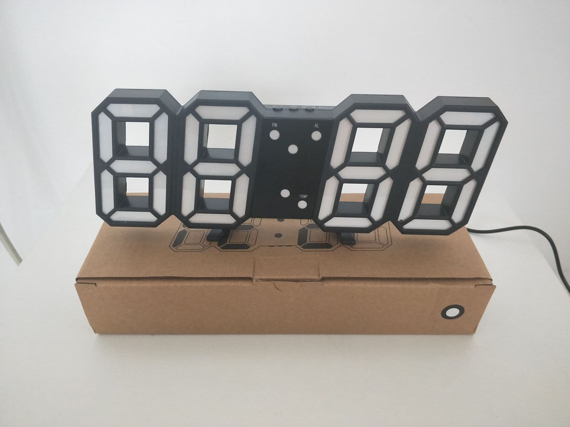 image-LED Digital Wall Clock 3D Alarm Clock Voice Control Multifunction