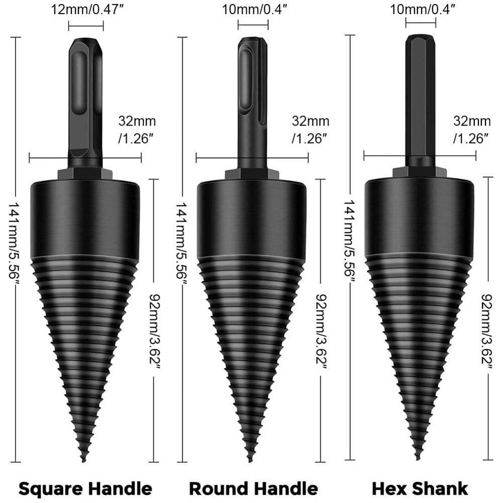image-Wood Splitting Drill Bit 38mm Hexagonal Shank 8.5mm Hardened Steel