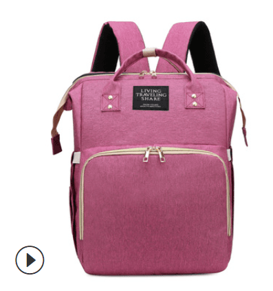 image-Canvas Diaper Backpack Foldable Baby Bag with Stroller Straps