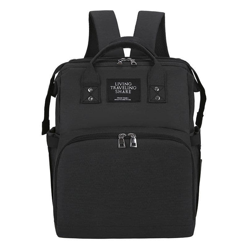 image-Canvas Diaper Backpack Foldable Baby Bag with Stroller Straps