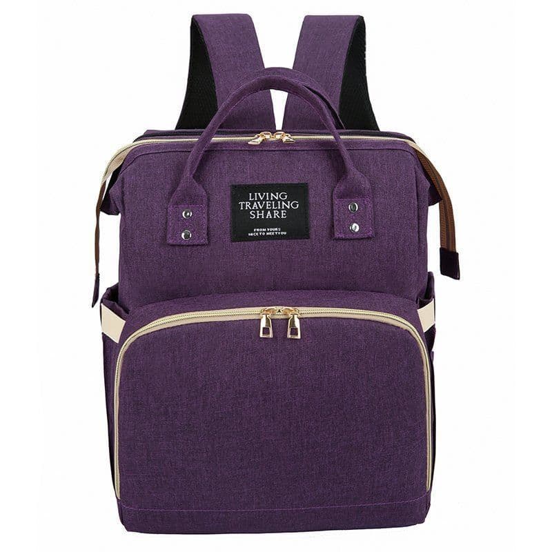 image-Canvas Diaper Backpack Foldable Baby Bag with Stroller Straps