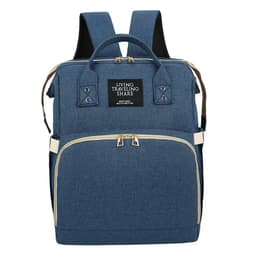 image-Canvas Diaper Backpack Foldable Baby Bag with Stroller Straps