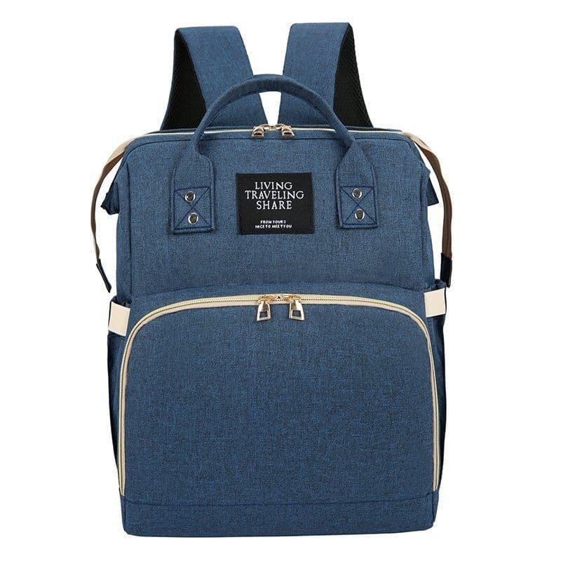 image-Canvas Diaper Backpack Foldable Baby Bag with Stroller Straps