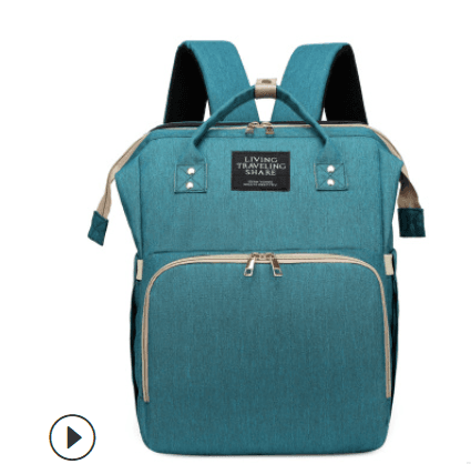 image-Canvas Diaper Backpack Foldable Baby Bag with Stroller Straps