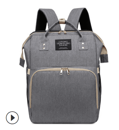 image-Canvas Diaper Backpack Foldable Baby Bag with Stroller Straps