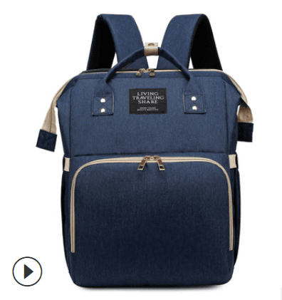 image-Canvas Diaper Backpack Foldable Baby Bag with Stroller Straps