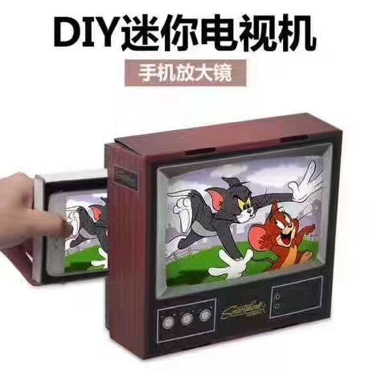 image-F4 3D Screen Magnifier for Mobile Phones Brown Retro TV Design