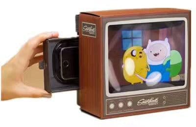 image-F4 3D Screen Magnifier for Mobile Phones Brown Retro TV Design