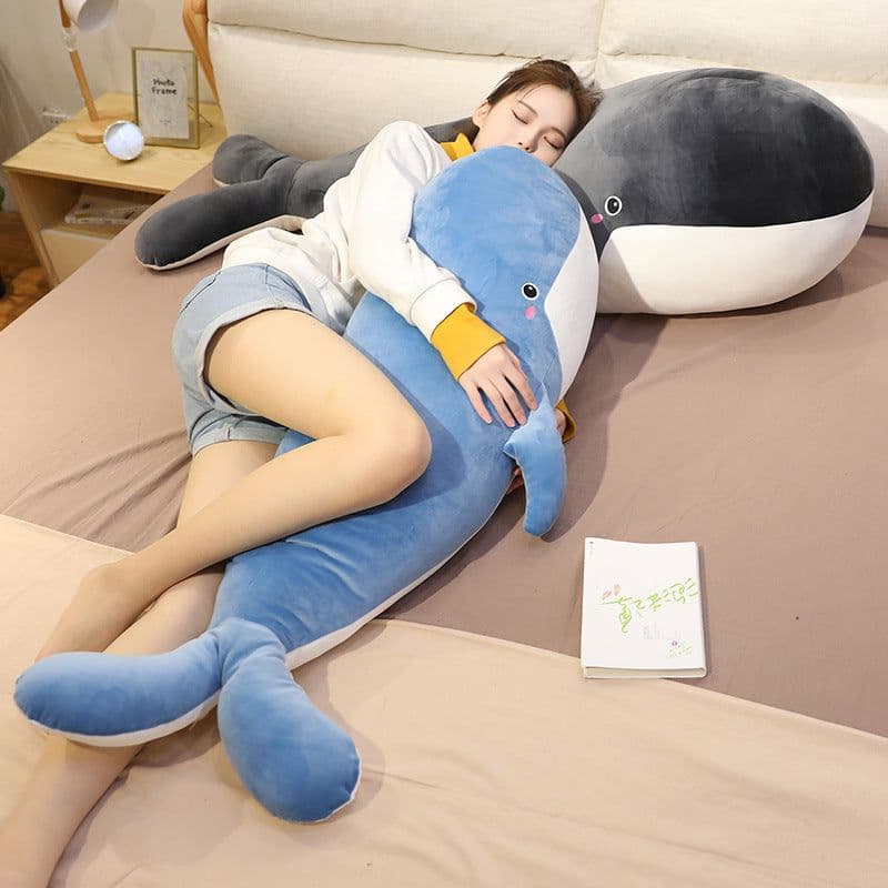 image-Whale Plush Pillow Toy 150cm Soft Stuffed Animal Doll Black