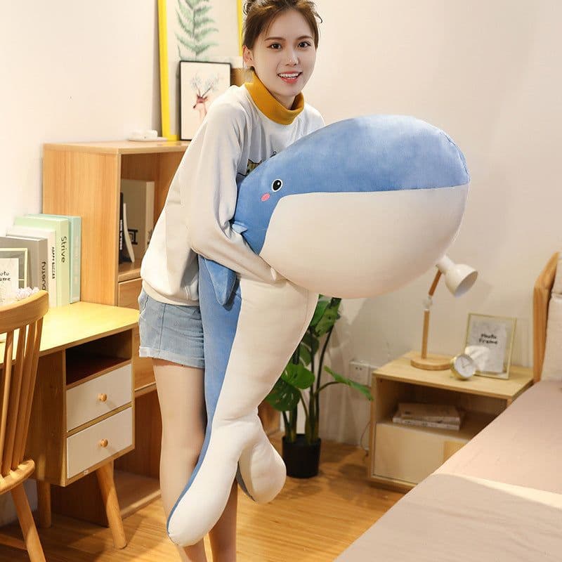 image-Whale Plush Pillow Toy 150cm Soft Stuffed Animal Doll Black