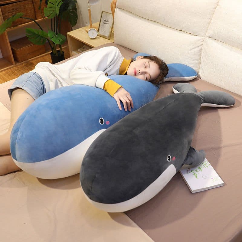 image-Whale Plush Pillow Toy 150cm Soft Stuffed Animal Doll Black