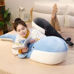 image-Whale Plush Pillow Toy 150cm Soft Stuffed Animal Doll Black
